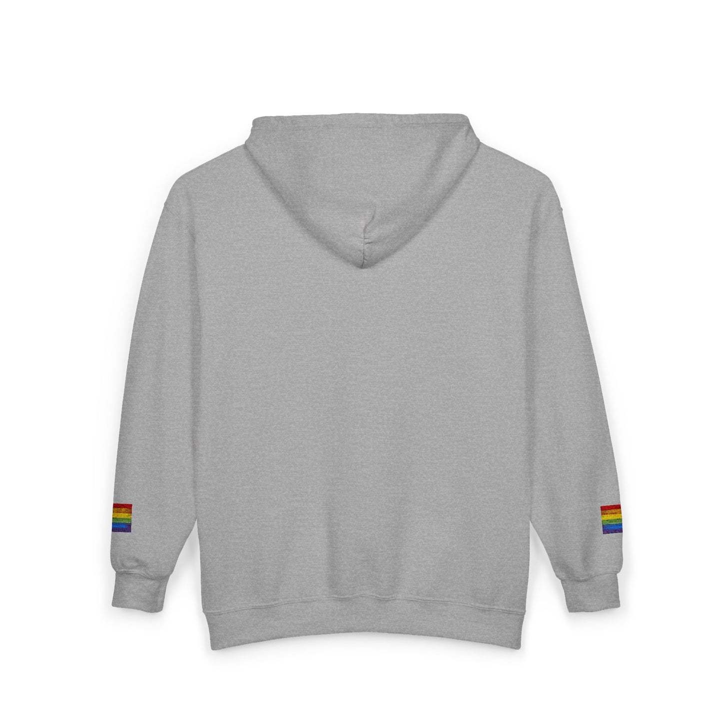 Embroidered Vintage Logo Hoodie with LGBTQ Flag Sleeves