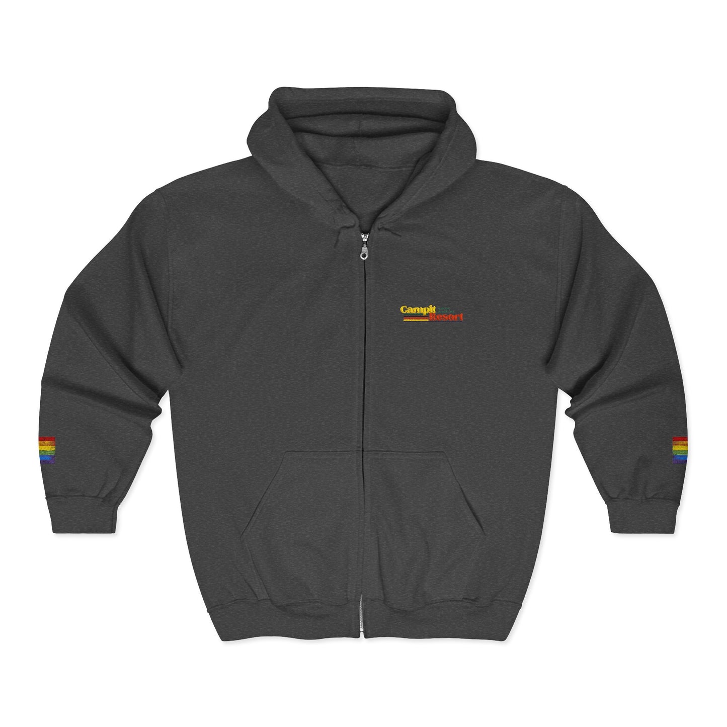 Embroidered Vintage Logo Hoodie with LGBTQ Flag Sleeves