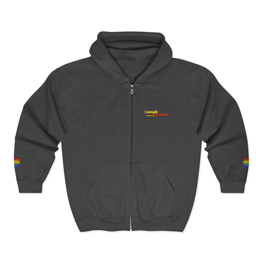 Embroidered Vintage Logo Hoodie with LGBTQ Flag Sleeves